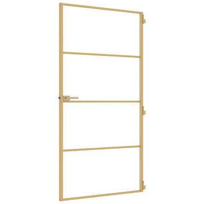 Interior Door Slim Golden 102,5x201,5 cm Tempered Glass and Aluminium