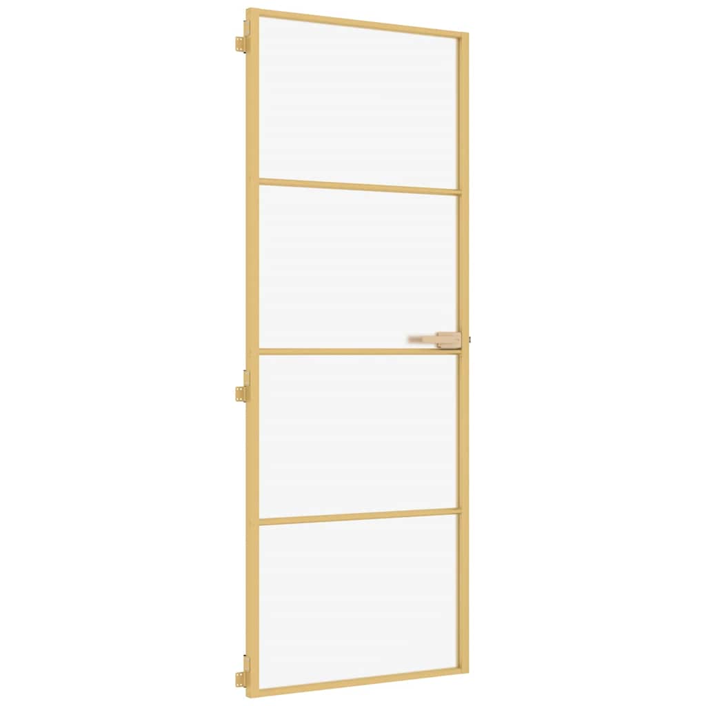 Interior Door Slim Golden 76x201,5 cm Tempered Glass and Aluminium