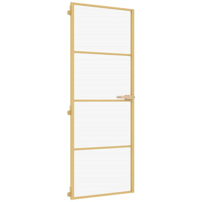 Interior Door Slim Golden 76x201,5 cm Tempered Glass and Aluminium