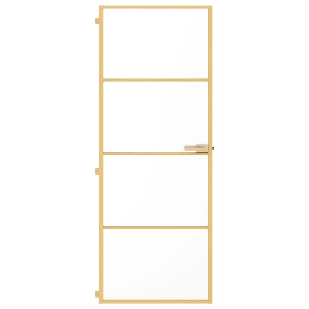Interior Door Slim Golden 76x201,5 cm Tempered Glass and Aluminium