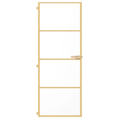 Interior Door Slim Golden 76x201,5 cm Tempered Glass and Aluminium