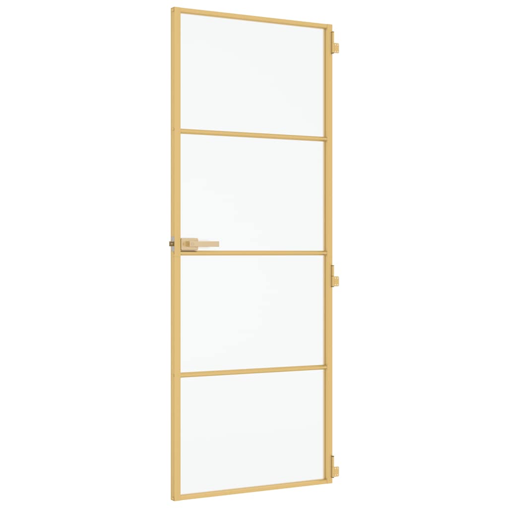 Interior Door Slim Golden 76x201,5 cm Tempered Glass and Aluminium