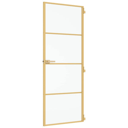 Interior Door Slim Golden 76x201,5 cm Tempered Glass and Aluminium