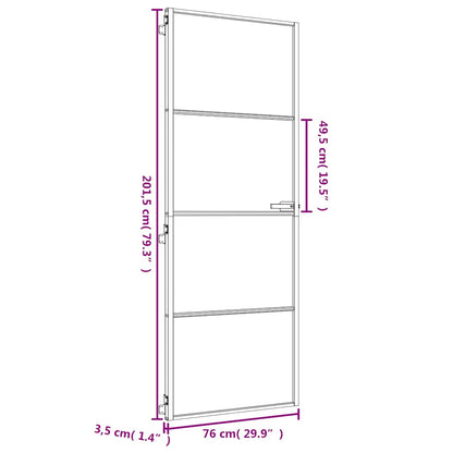 Interior Door Slim Golden 76x201,5 cm Tempered Glass and Aluminium