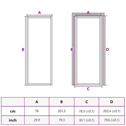 Interior Door Slim Golden 76x201.5 cm Tempered Glass and Aluminium