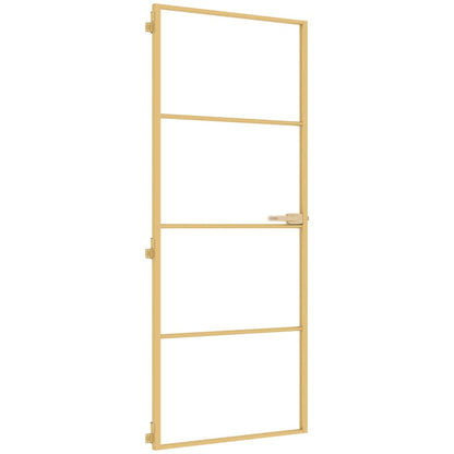 Interior Door Slim Golden 83x201,5 cm Tempered Glass and Aluminium