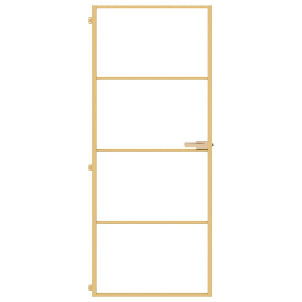 Interior Door Slim Golden 83x201.5 cm Tempered Glass and Aluminium