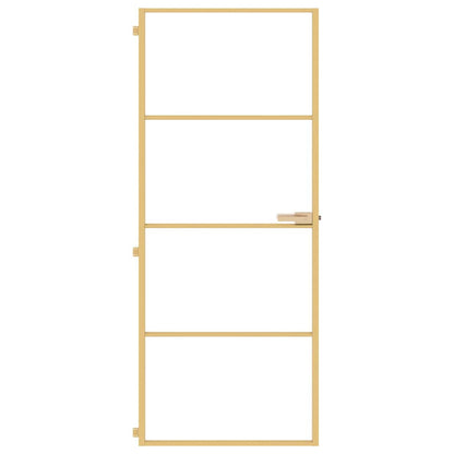 Interior Door Slim Golden 83x201.5 cm Tempered Glass and Aluminium