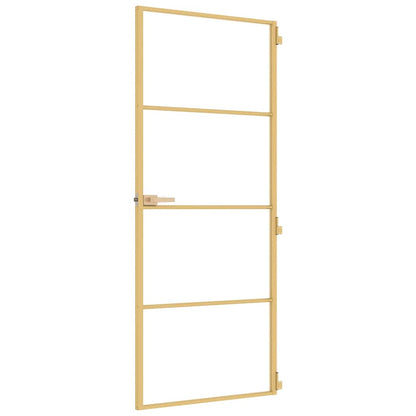 Interior Door Slim Golden 83x201.5 cm Tempered Glass and Aluminium