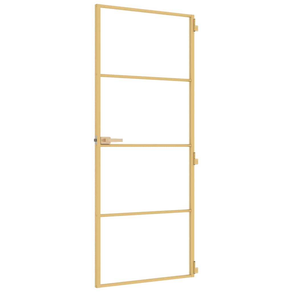 Interior Door Slim Golden 83x201,5 cm Tempered Glass and Aluminium