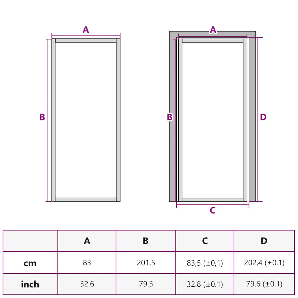 Interior Door Slim Golden 83x201.5 cm Tempered Glass and Aluminium