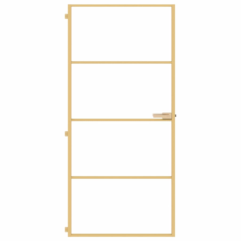 Interior Door Slim Golden 93x201.5 cm Tempered Glass and Aluminium