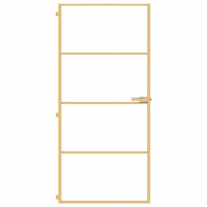 Interior Door Slim Golden 93x201.5 cm Tempered Glass and Aluminium