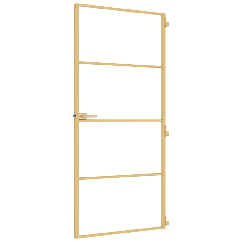 Interior Door Slim Golden 93x201,5 cm Tempered Glass and Aluminium