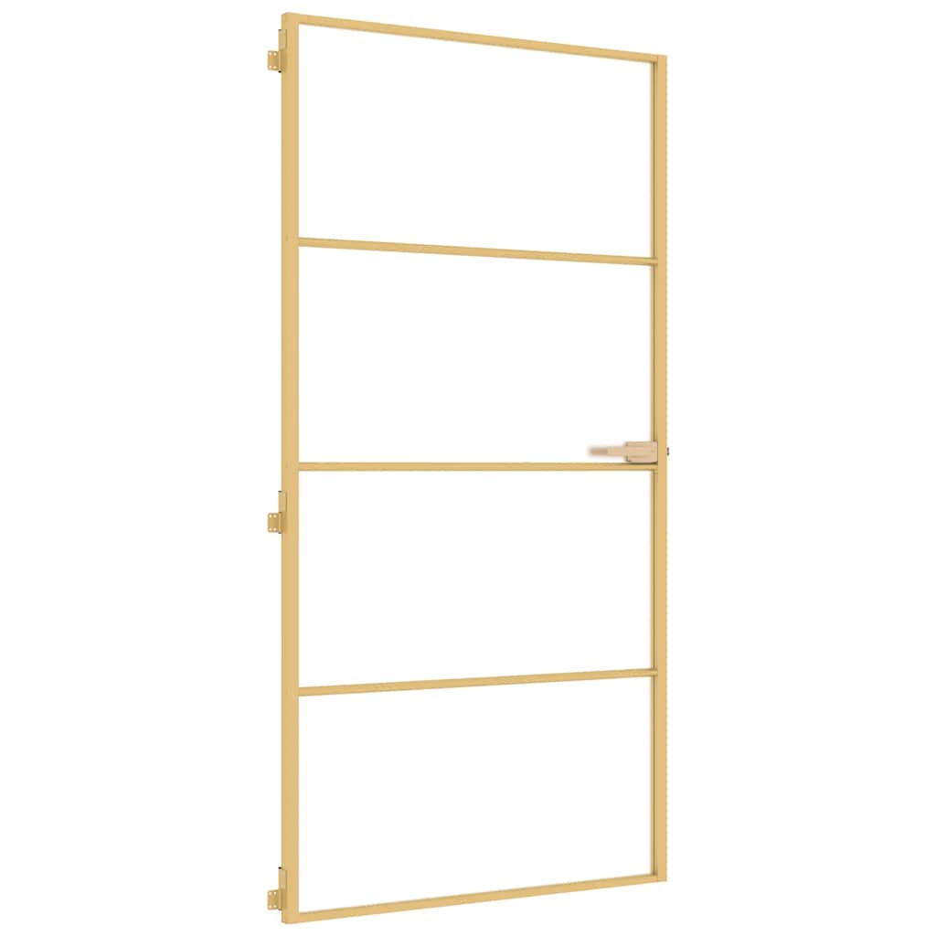 Interior Door Slim Golden 102,5x201,5 cm Tempered Glass and Aluminium