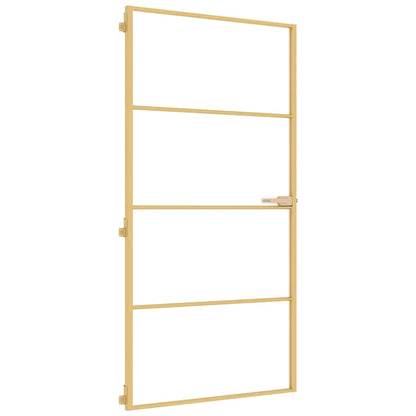 Interior Door Slim Golden 102,5x201,5 cm Tempered Glass and Aluminium