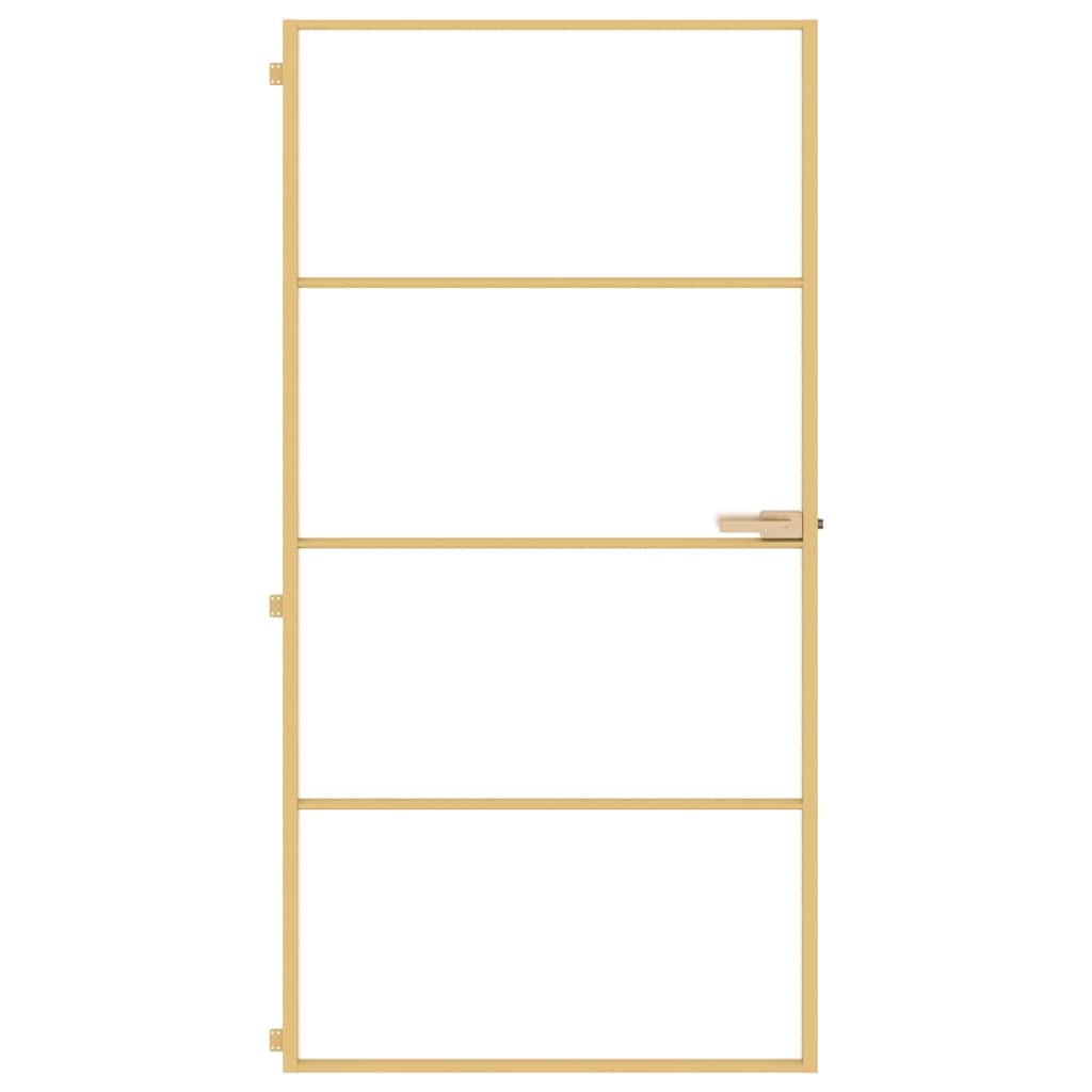 Interior Door Slim Golden 102,5x201,5 cm Tempered Glass and Aluminium