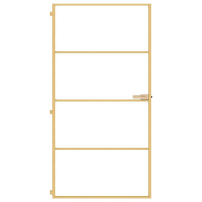 Interior Door Slim Golden 102,5x201,5 cm Tempered Glass and Aluminium