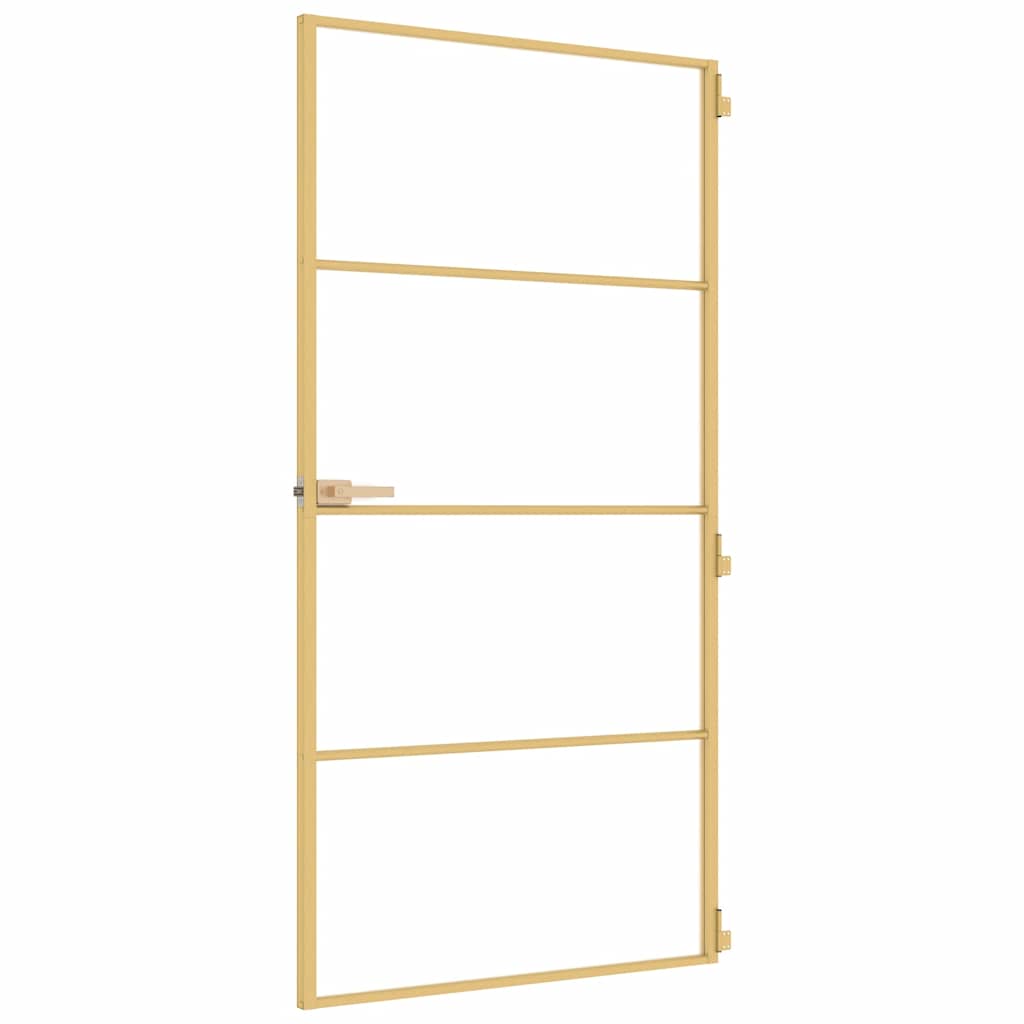 Interior Door Slim Golden 102,5x201,5 cm Tempered Glass and Aluminium