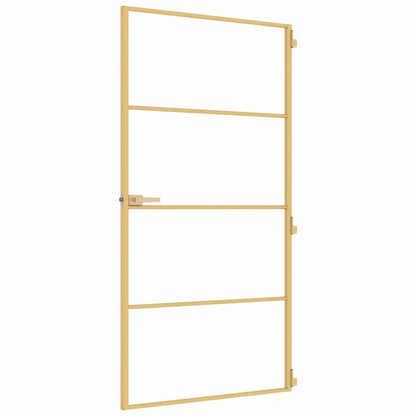 Interior Door Slim Golden 102,5x201,5 cm Tempered Glass and Aluminium