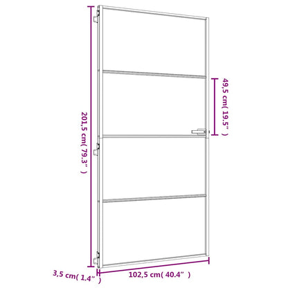 Interior Door Slim Golden 102,5x201,5 cm Tempered Glass and Aluminium