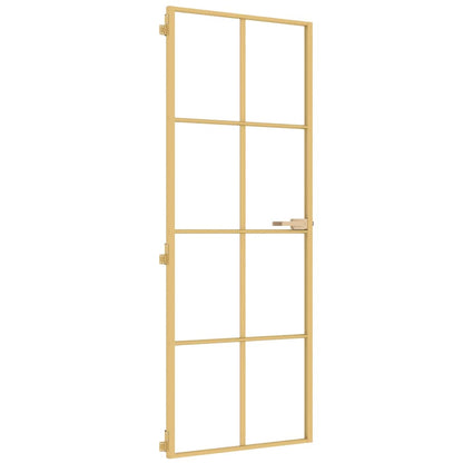 Interior Door Slim Golden 76x201.5 cm Tempered Glass and Aluminium