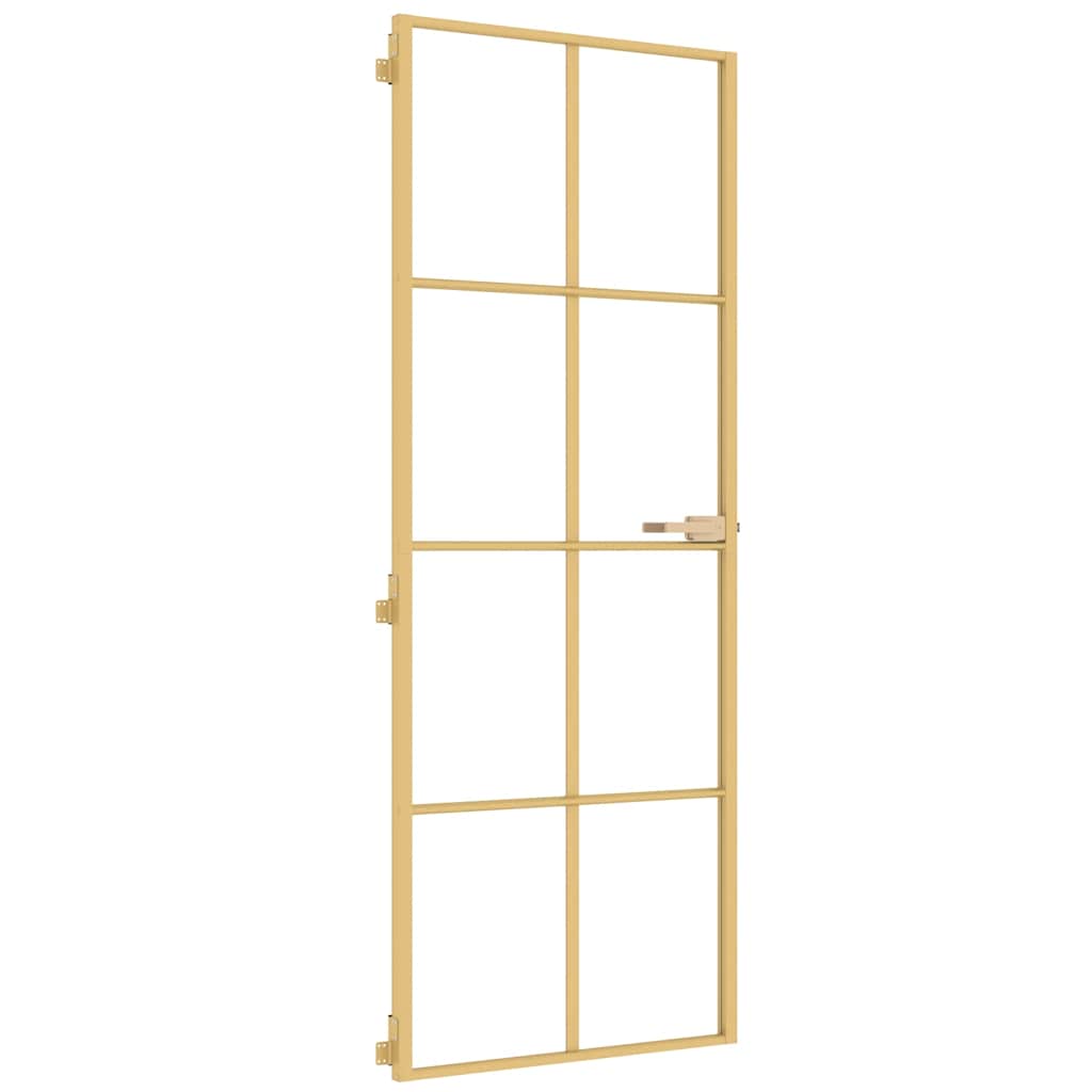 Interior Door Slim Golden 76x201,5 cm Tempered Glass and Aluminium