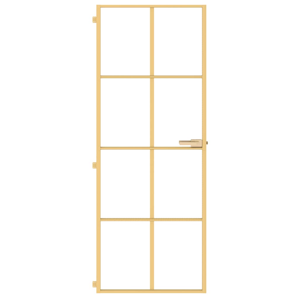 Interior Door Slim Golden 76x201.5 cm Tempered Glass and Aluminium