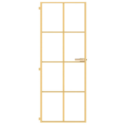 Interior Door Slim Golden 76x201,5 cm Tempered Glass and Aluminium