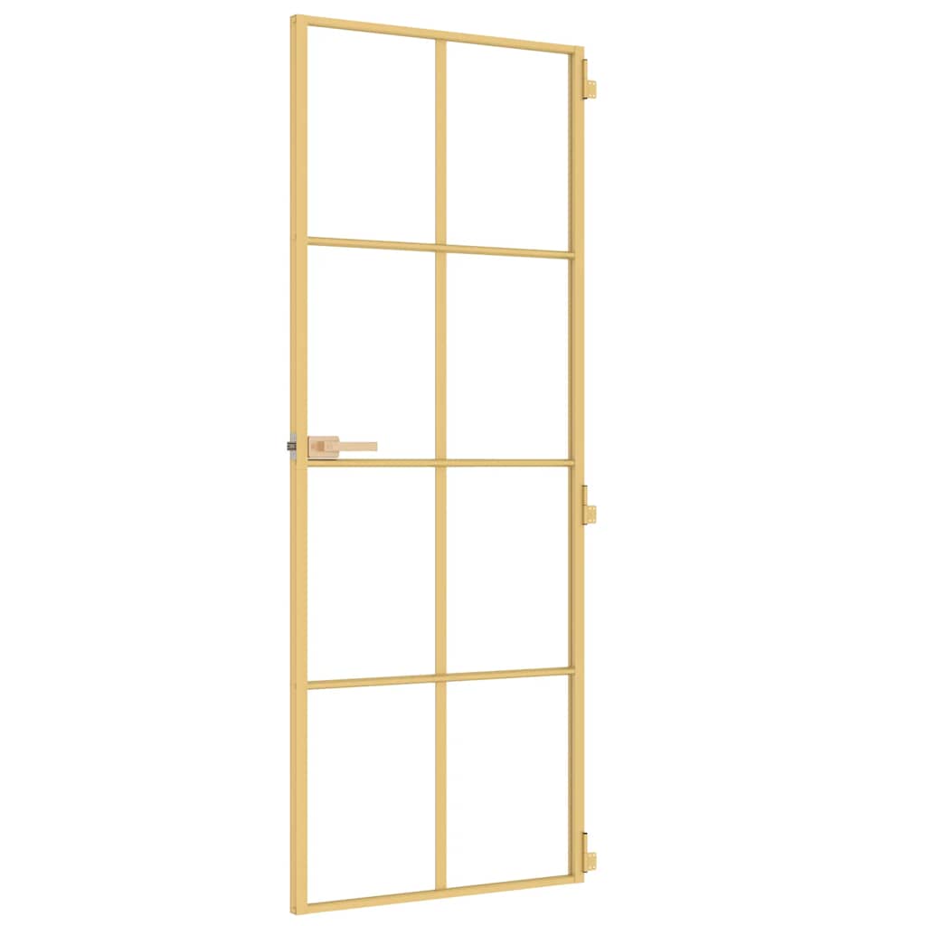 Interior Door Slim Golden 76x201,5 cm Tempered Glass and Aluminium