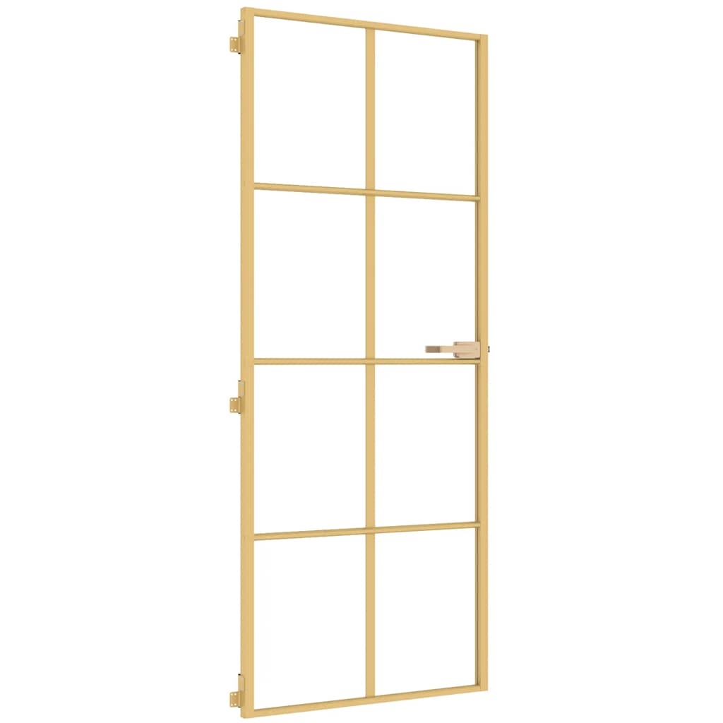 Interior Door Slim Golden 83x201,5 cm Tempered Glass and Aluminium