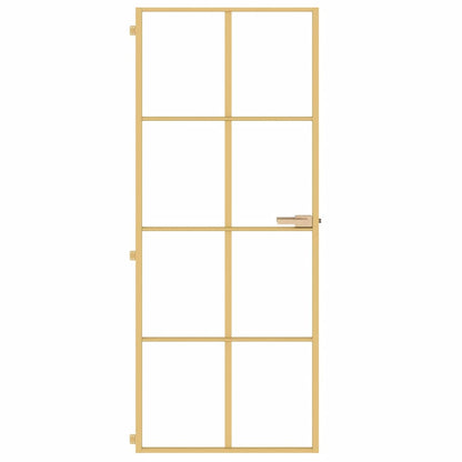 Interior Door Slim Golden 83x201.5 cm Tempered Glass and Aluminium