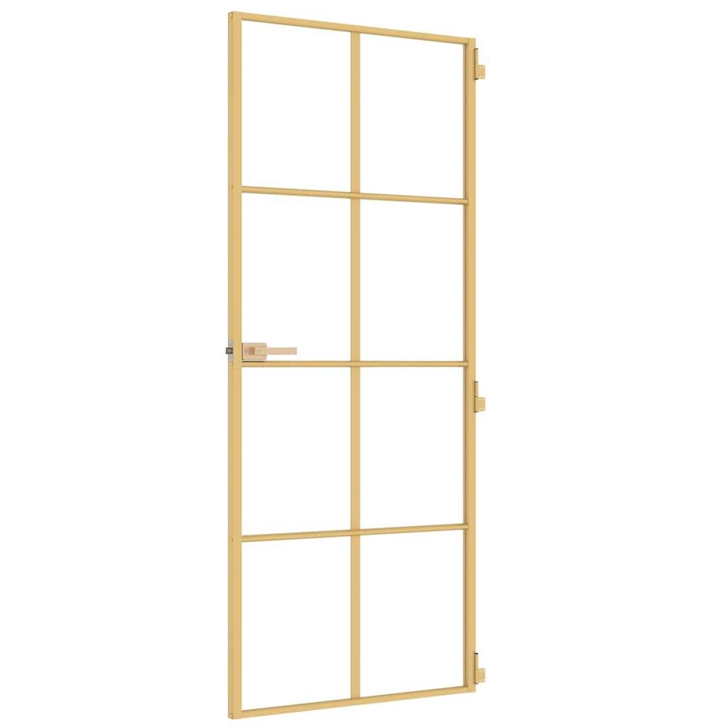 Interior Door Slim Golden 83x201,5 cm Tempered Glass and Aluminium