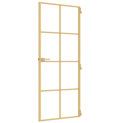 Interior Door Slim Golden 83x201,5 cm Tempered Glass and Aluminium