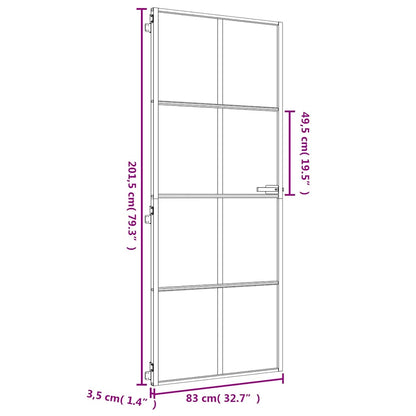 Interior Door Slim Golden 83x201.5 cm Tempered Glass and Aluminium