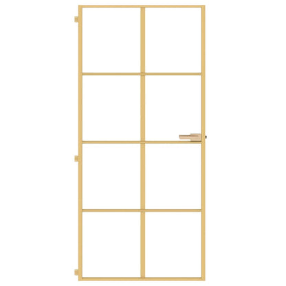 Interior Door Slim Golden 93x201.5 cm Tempered Glass and Aluminium