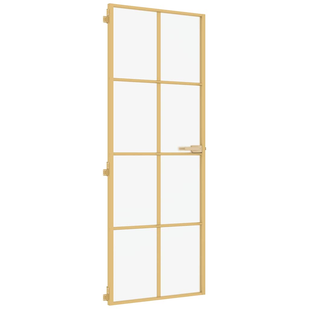 Interior Door Slim Golden 76x201,5 cm Tempered Glass and Aluminium