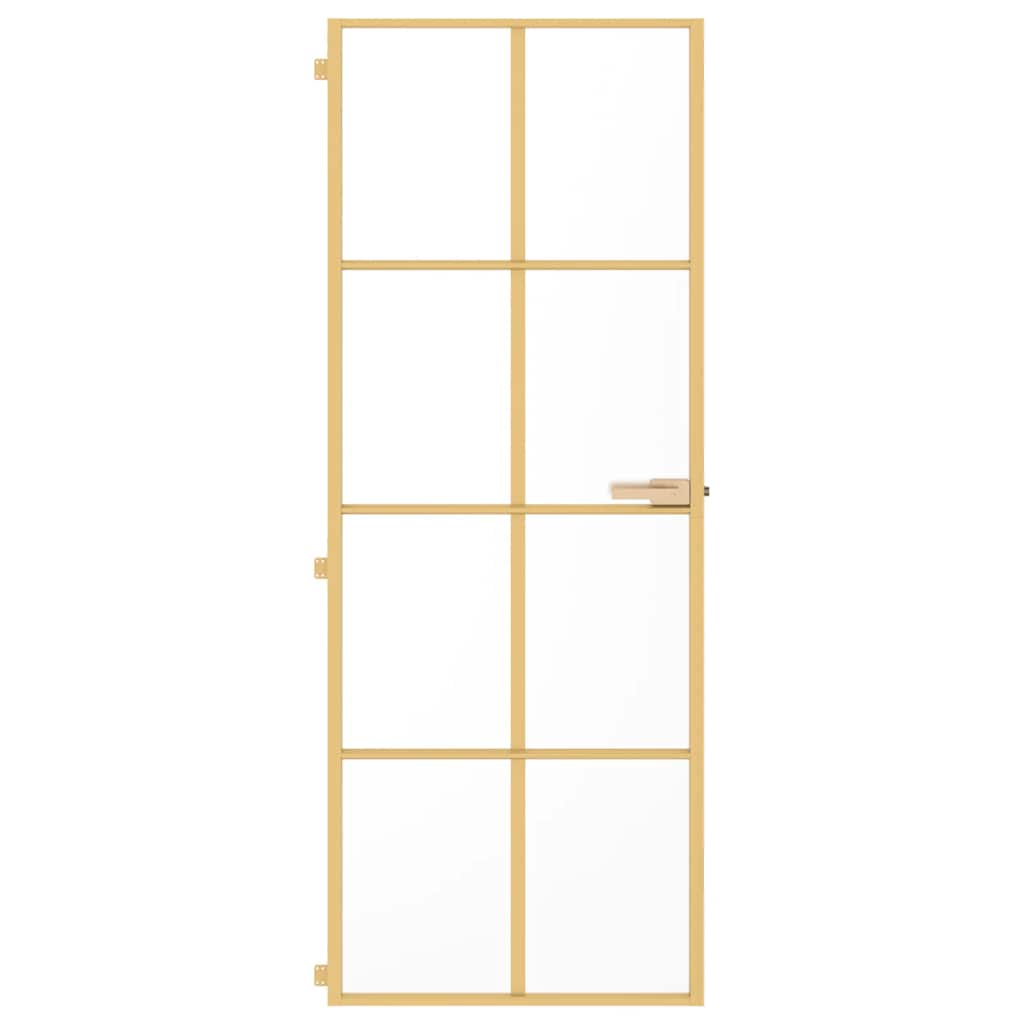 Interior Door Slim Golden 76x201,5 cm Tempered Glass and Aluminium