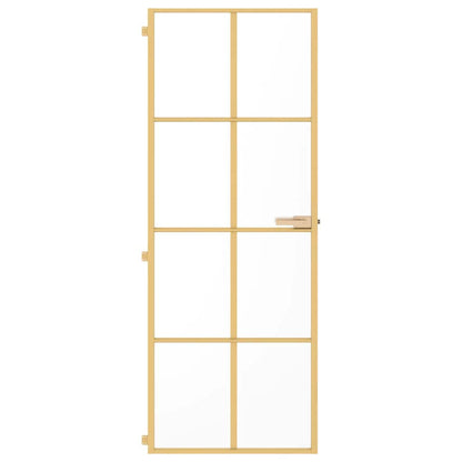 Interior Door Slim Golden 76x201,5 cm Tempered Glass and Aluminium