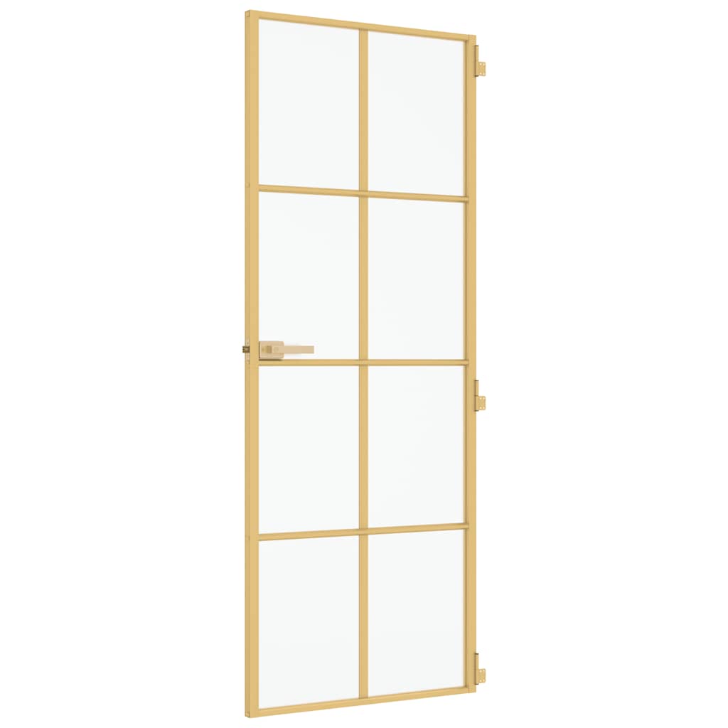 Interior Door Slim Golden 76x201,5 cm Tempered Glass and Aluminium