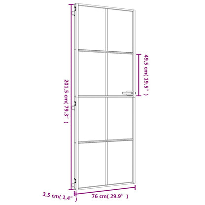 Interior Door Slim Golden 76x201.5 cm Tempered Glass and Aluminium