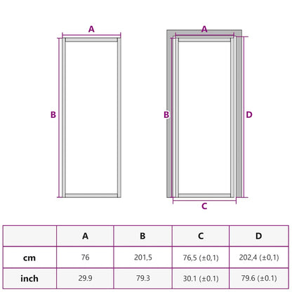 Interior Door Slim Golden 76x201.5 cm Tempered Glass and Aluminium