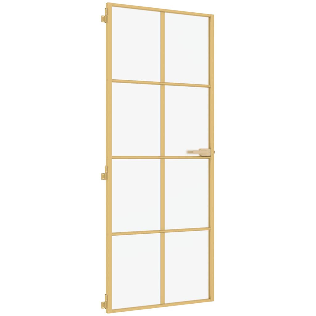 Interior Door Slim Golden 83x201,5 cm Tempered Glass and Aluminium