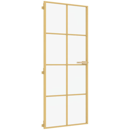 Interior Door Slim Golden 83x201,5 cm Tempered Glass and Aluminium
