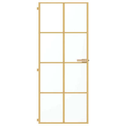 Interior Door Slim Golden 83x201.5 cm Tempered Glass and Aluminium