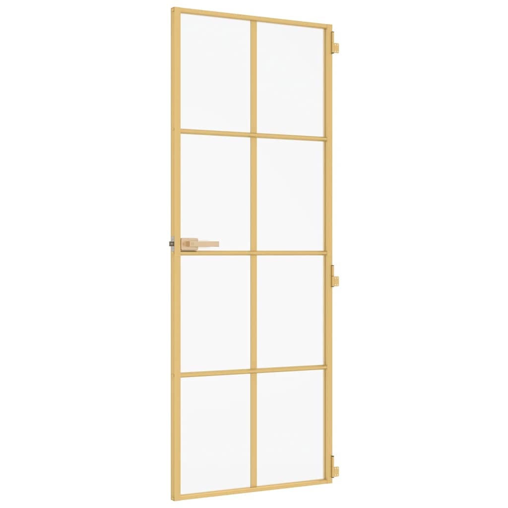 Interior Door Slim Golden 83x201,5 cm Tempered Glass and Aluminium