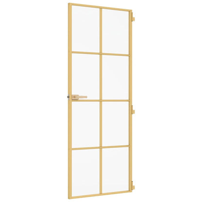 Interior Door Slim Golden 83x201,5 cm Tempered Glass and Aluminium