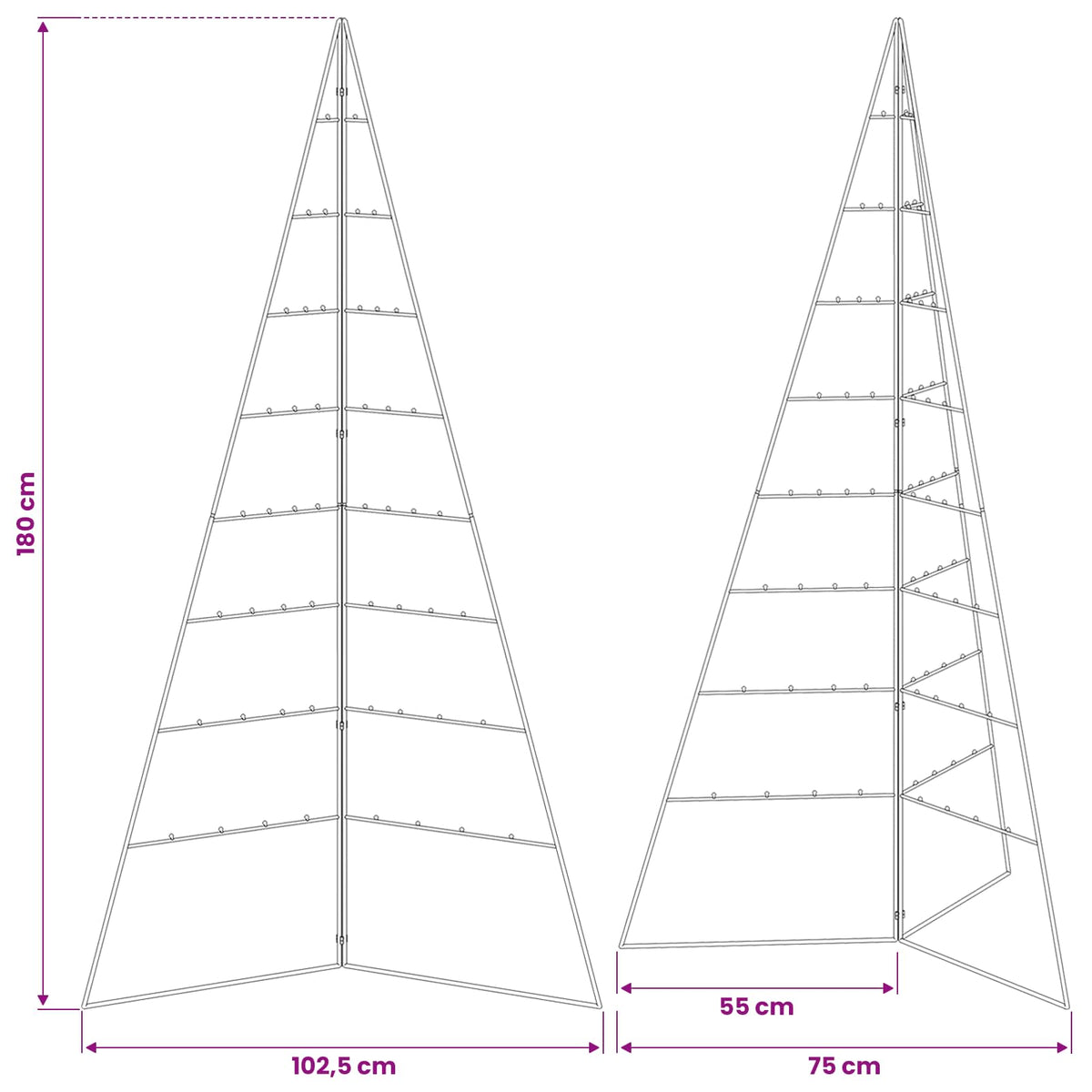 Metal Christmas Tree for Decoration Black 180 cm