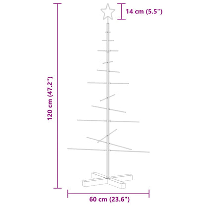Metal Christmas Tree with Wooden Base Black 120 cm