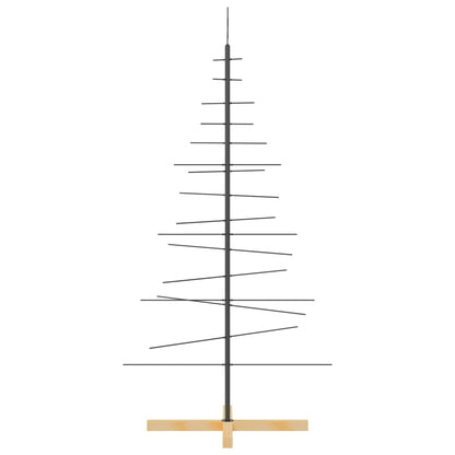 Metal Christmas Tree with Wooden Base Black 150 cm
